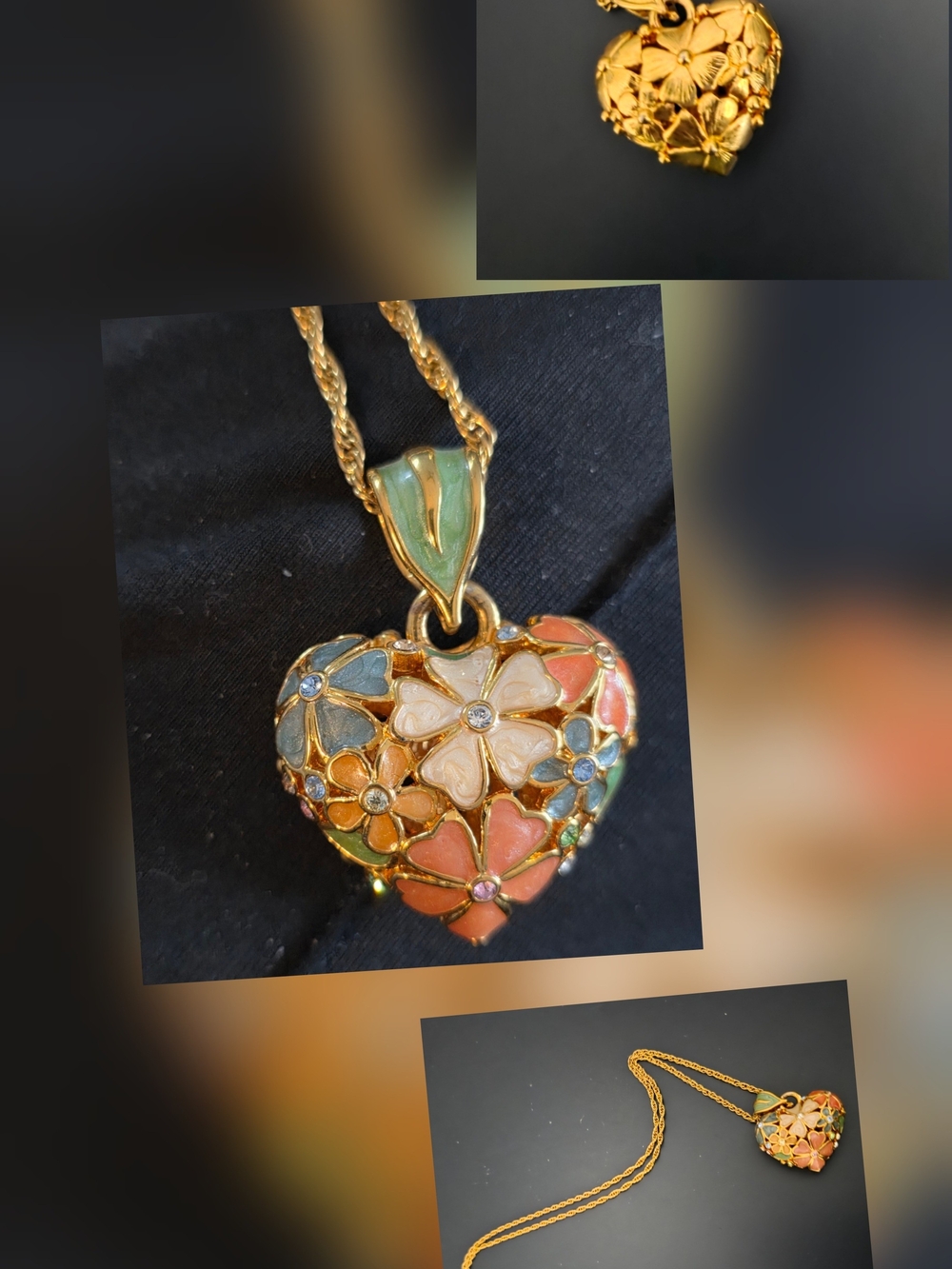 Joan Rivers Reversable Puffed-Heart Floral Necklace with Multi-Color Enamel